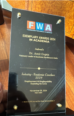 Dr Amit Gupta Awarded For Academic Excellence At The 7th Industry Academia Conclave Exemplary Awards 2024 1 Exemplary award 2024 in academia