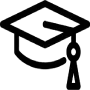 Narayana Business School | Top Ranked B School In India 208 Black outline icon of a graduation cap or mortarboard with a tassel, symbolizing academic achievement, education, graduation ceremony, and scholarly success.