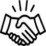 Narayana Business School | Top Ranked B School In India 211 Black outline icon of two hands shaking, symbolizing partnership, agreement, collaboration, teamwork, business deal, or successful negotiation.