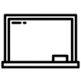 Narayana Business School | Top Ranked B School In India 209 Black outline icon of a classroom chalkboard or whiteboard with an eraser, representing education, teaching, learning, school, and academic instruction.